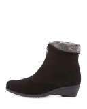 Evitta Faux-Fur Demi-Wedge Boot, Black