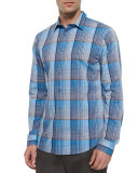 Melrose Plaid Long-Sleeve Shirt, Blue