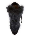 Moritz Shearling-Trim Suede 105mm Bootie, Black