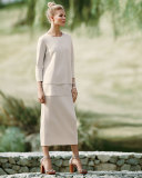 3/4-Sleeve Silk/Cotton Interlock Box Top, Petite