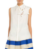 Star-Pin Sleeveless Blouse, White