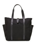 Leather-Trim Canvas Utility Tote Bag, Black