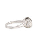 18k White Gold Pave White & Gray Diamond Ball Ring, 0.92 TCW
