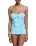 Shirred Twist-Front One-Piece Swimsuit