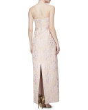 Strapless Sequined Jacquard Column Gown