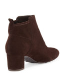 Betsy Suede Block-Heel Bootie, Brown