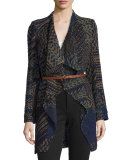 Icare Woven Open-Front Coat, Khaki