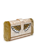 Lara Wings Acrylic Clutch Bag, Nude
