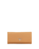 Vitello Phenix Flap-Over Wallet, Caramel (Caramel)