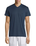 V-Neck Short-Sleeve Jersey T-Shirt, Navy