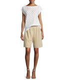 Clarkson Pleated-Front Shorts, Sahara