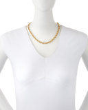 24k Yellow Gold Plated Tudor Chain Necklace, 18"L