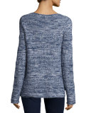 Textured Long-Sleeve Sweater, Dark Navy/Faded Sky