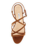 Atrita Strappy Suede Sandal, Medium Brown
