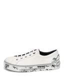 Leather Graffiti-Sole Derby Sneaker, White