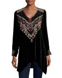 Landon Embroidered Velvet Tunic 