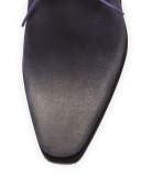 Arca Suede Derby Shoe with Flint Patina & Purple Piping, Grey