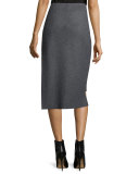 Kiki Pocket-Front Felt Midi Skirt, Gray