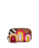 Large House Check Pop Elements Beauty Pouch, Bright Pink