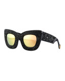 Wonderland Stories Swarovski® Cat-Eye Sunglasses, Black Crystal
