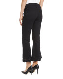 Le High Cropped Flare-Leg Floral-Hem Jeans, Noir