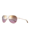 Universal Fit Lovitt Aviator Sunglasses, Gold/Lilac