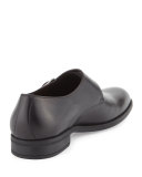Leather Monk-Strap Shoe, Black