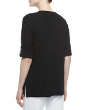 Cotton Pique Lace-Up Tunic, Plus Size