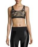 Bridge Camo-Print Sports Bra, Green/Black