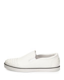 Woven-Toe Leather Skate Shoe, White