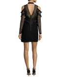 Purl Knit Cold-Shoulder Shift Dress