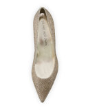 Poco Glitter Kitten-Heel Pump, Platinum Noir