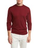 High-Performance Merino Wool Crewneck Sweater, Medium Red