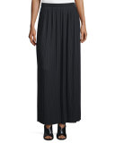 Long Pleated Skirt, Black, Plus Size  