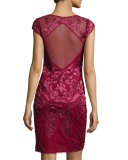 Cap-Sleeve Lace Sheath Cocktail Dress