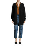 Boiled Cashmere Open-Front Long-Line Cardigan