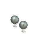 18K Tahitian Pearl Button Earrings