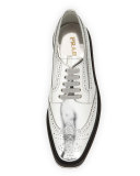 Metallic Wing-Tip Platform Loafer, Silver (Argento)