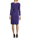Long-Sleeve Knotted Sheath Dress, Imperial Purple