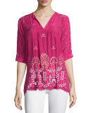 Avalon 3/4-Sleeve Pintucked Tunic, Plus Size  