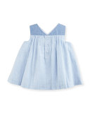 Sleeveless Striped Shift Dress w/ Capri Leggings, Blue, Size 6-24 Months