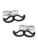 Enamel Mustache Cuff Links, Black