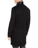 Shawn Single-Breasted Top Coat, Black