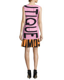Sleeveless Colorblock Logo Dress, Pink Pattern