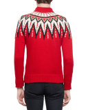 Fair Isle Mock-Neck Sweater, Red Multi