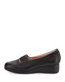 Tamera Leather Wedge Pump, Black