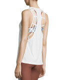 Strappy-Back Mesh Sport Tank, White