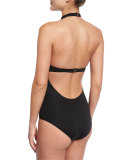 Heather Choker Solid One-Piece Swimsuit