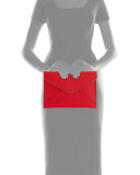 Leo Saffiano Zip-Trim Clutch Bag, Red