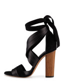 Beatrice Leather & Suede Wrap Sandal, Black